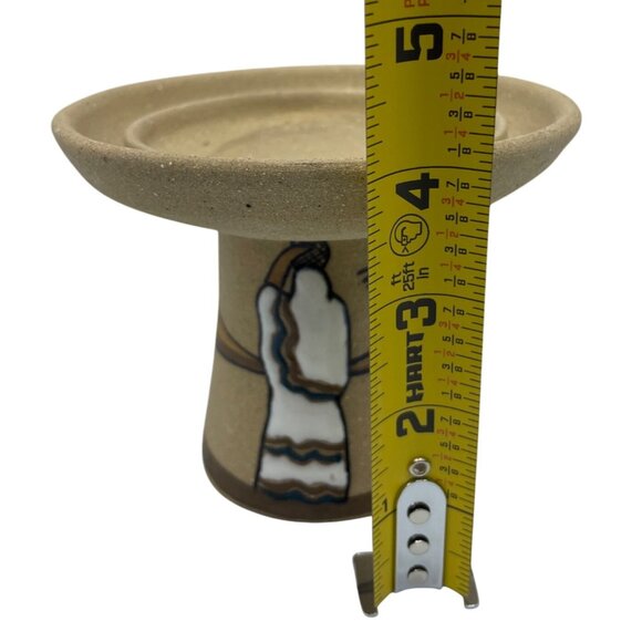 Handcrafted Pottery Candle Holder Painted Desert Motif & Cactus Southwest Design - Picture 7 of 14